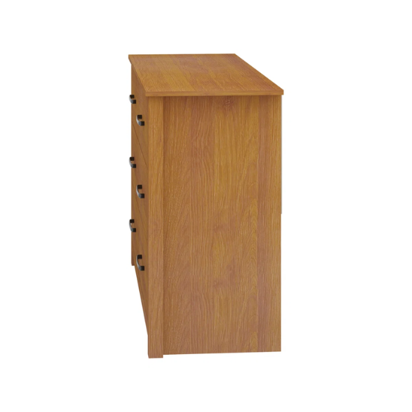Modern 6-Drawer Double Dresser with Flared Feet and Sleek Black Metal Handles