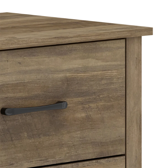 Modern 6-Drawer Double Dresser with Flared Feet and Sleek Black Metal Handles
