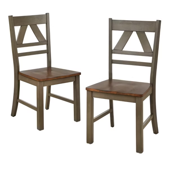 Charming Country-Style Dining Set with Rustic Appeal – Round Table & Geometric Back Chairs