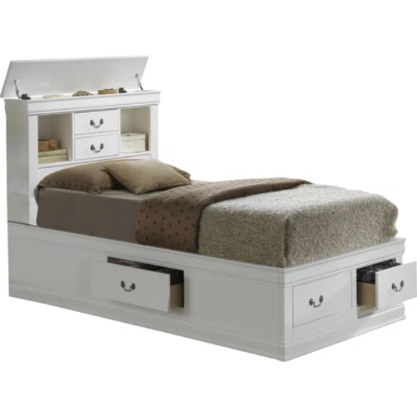 Wooden Bookcase Storage Twin Bed – Space-Saving Design with Stylish Shelving