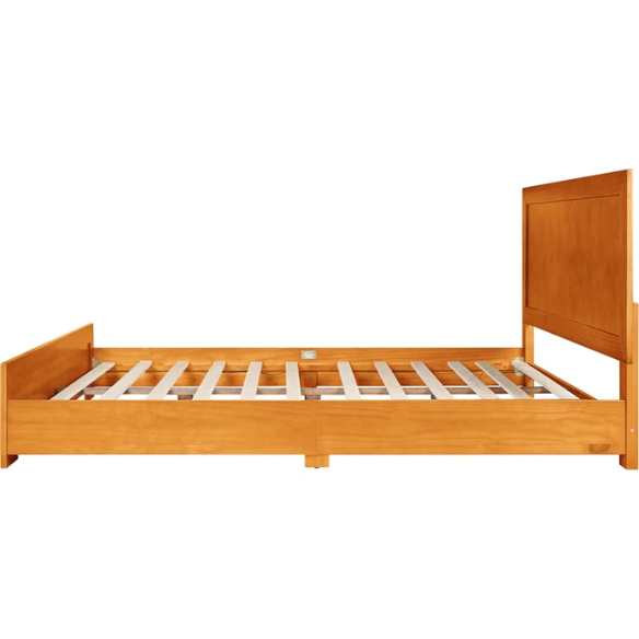 Neutral-Colored Solid Wood Queen Size Low Profile Platform Bed