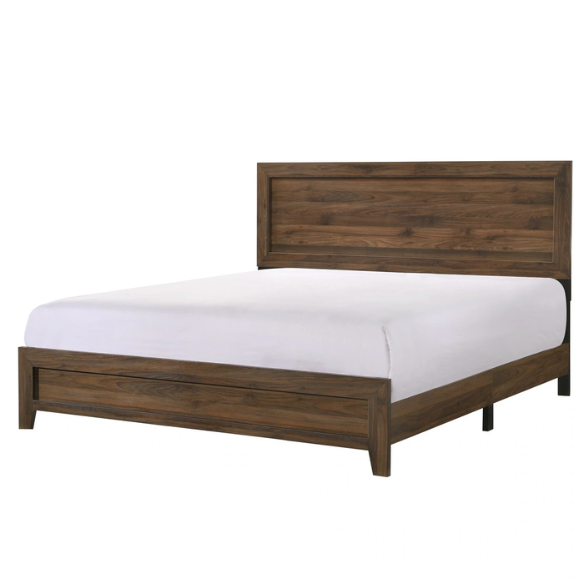 Elegant 5-Piece Cherry Brown Transitional Wood Grain Panel Bedroom Set with Timeless Style and Modern Touch