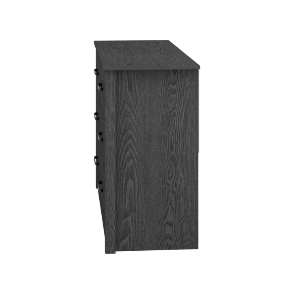 Modern 6-Drawer Double Dresser with Flared Feet and Sleek Black Metal Handles