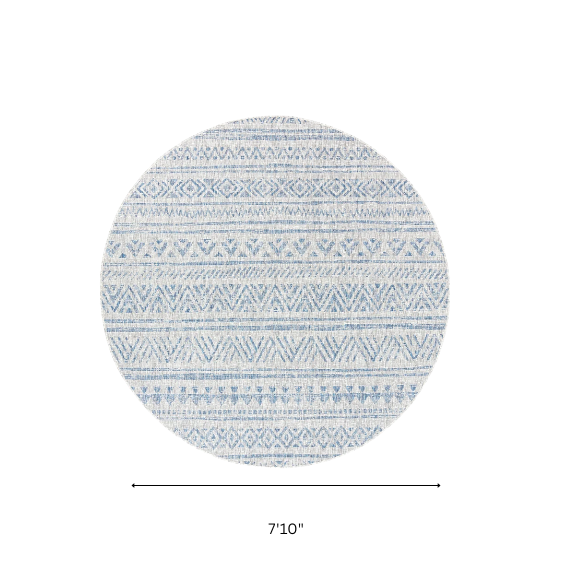 Striped Geometric Area Rug – Blue & Taupe, Durable Polypropylene, Low-Pile Design for High-Traffic Indoor/Outdoor Spaces