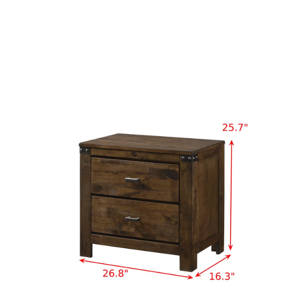 Elegant Brown Panel King Bedroom Set with Intricate Headboard and 2 Nightstands for Added Storage
