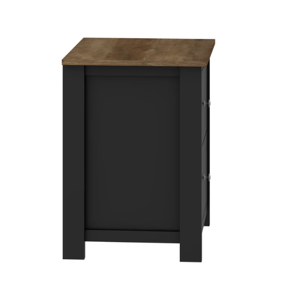 2-Drawer Nightstand – Neutral Engineered Wood, Streamlined Rectangular Design, Four Block Legs, Convenient Storage with Roller-Glide Drawers & Metal Knobs, Perfect for Traditional & Contemporary Bedroom