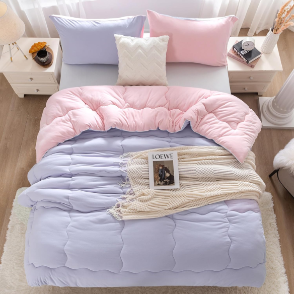 Luxurious Reversible King Size Comforter Set – Ultra-Soft and Warm with Cozy Breathable Fabric, Includes Down Alternative Quilt and 2 Pillow Shams