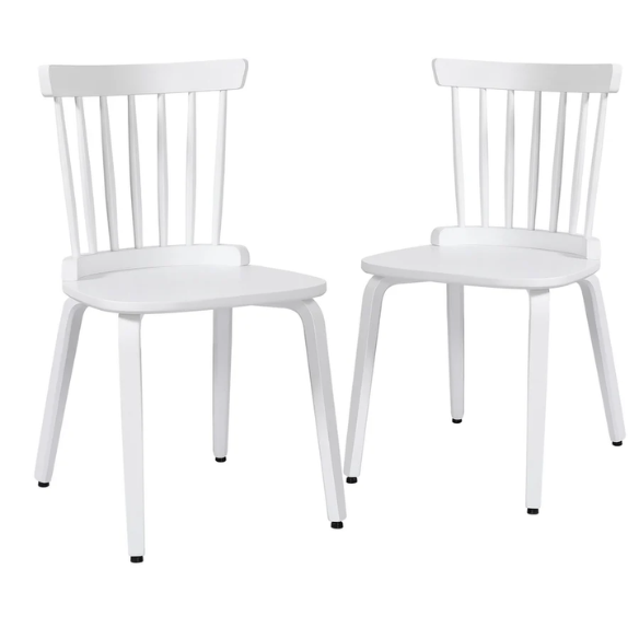 Solid Wood Slat Back Windsor Dining Chairs (Set of 2) – Sturdy, Eco-Friendly Construction with Ergonomic Backrest & Adjustable Foot Pads