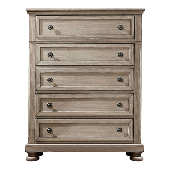 Rustic Farmhouse 3-Piece Queen Bedroom Set in Solid Grey Wood