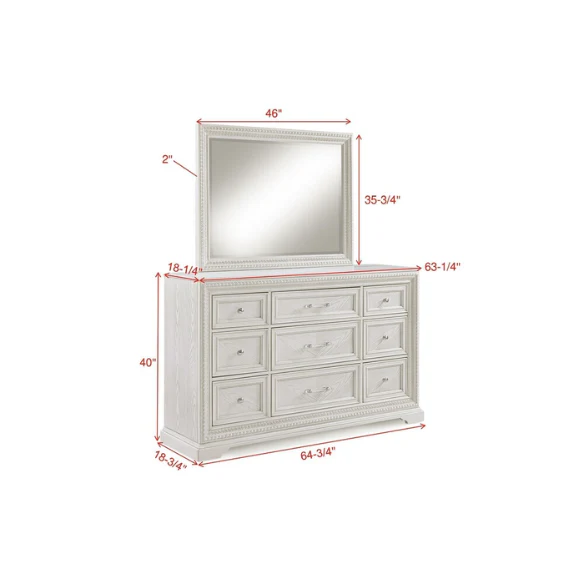 5-Piece Cream Panel Bedroom Set – Timeless Elegance and Tranquil Charm with Elegant Detailing and Durable Craftsmanship