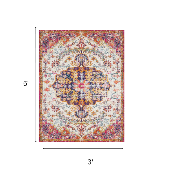 Timeless Traditional Woven Area Rug – Machine-Woven Polypropylene, Medium Pile, Durable and Easy to Clean