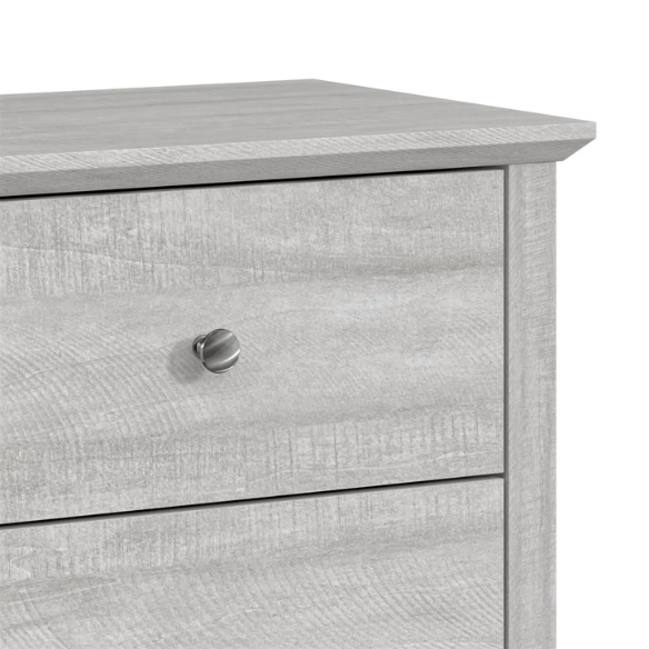 Modern 6-Drawer Double Dresser with Angled Sled Legs and Round Metal Hardware