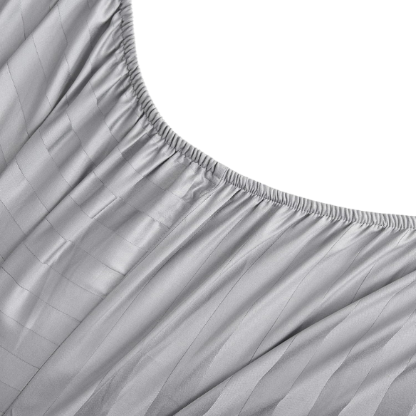 4-Piece Luxury Bed Sheet Set – Fitted & Flat Sheets with Pillowcases | Solid Stripe Bedding for Twin, Full, Queen, King Sizes