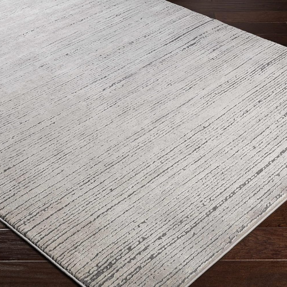 Modern Abstract Gray Area Rug – Stain-Resistant, High-Low Pile, Distressed Ivory Hues for a Relaxed, Stylish Touch