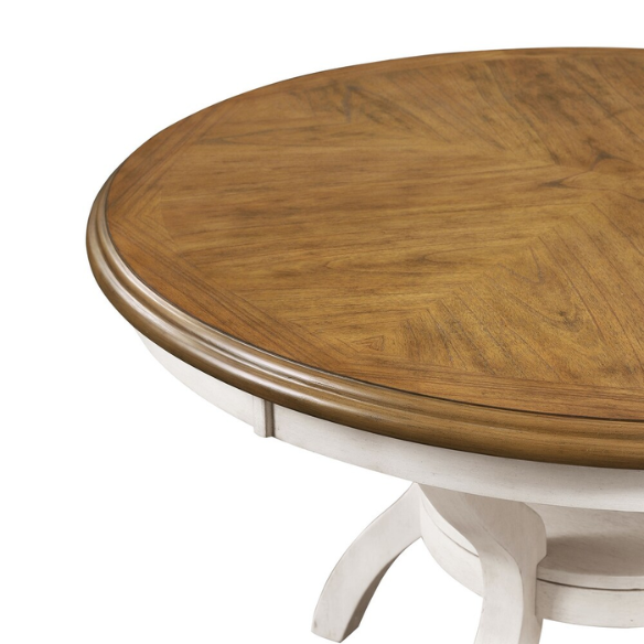 5-Piece Dining Set – Modern Farmhouse Round Table with Curvy Legs & X-Cross Chair Detail