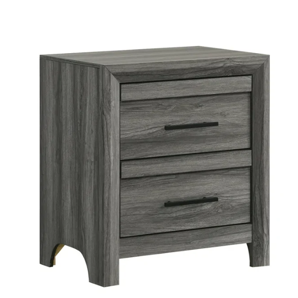 Stylish Dark Grey Wooden 5-Piece Twin Bedroom Set: Luxurious Rustic Solid Wood Design