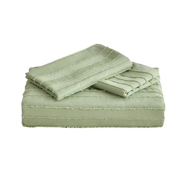 Luxurious Tufted Duvet Cover Set – Queen Size | Striped Textured Boho Bedding | Ultra-Soft Washed Microfiber | 3-Piece Set