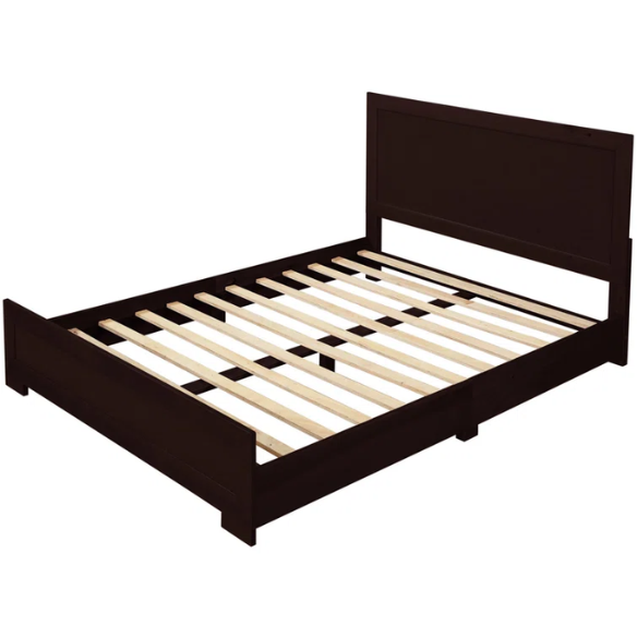 Neutral-Colored Solid Wood Queen Size Low Profile Platform Bed