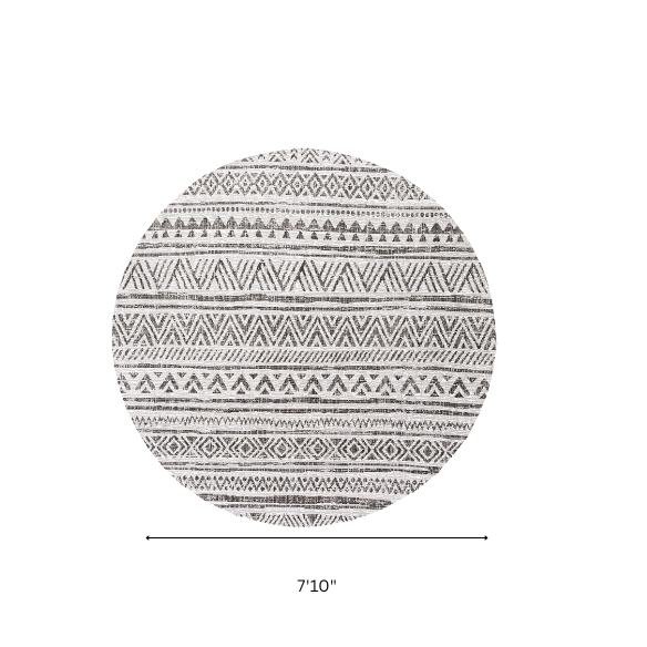 Striped Geometric Area Rug – Charcoal & Off-White, Durable Polypropylene, Low-Pile Design for High-Traffic Indoor/Outdoor Spaces