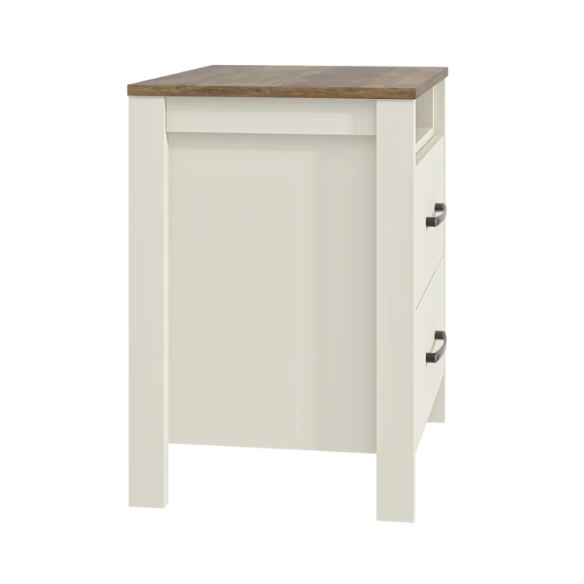 22.7" 2-Drawer Nightstand – Space-Saving Modern Minimalism, Engineered Wood with Clean-Lined Silhouette, Neutral Finish, Open Cubby & 2 Spacious Drawers for Bedroom Storage, Ideal for Tech & Accessories