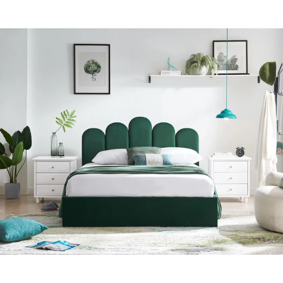 Elegant Hydraulic Velvet Upholstered Platform Bed – Full Double Size with Lift-Up Storage for Ultimate Space Saving