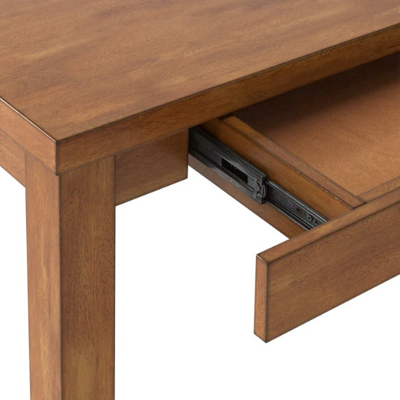 Solid Wood Rectangular Dining Table with Two Drawers – Distressed Finish, Rubberwood Construction, and Organized Storage