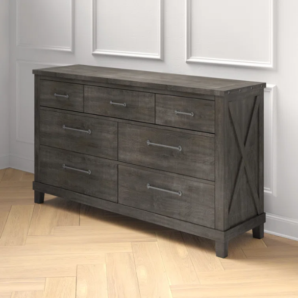 Industrial-Inspired Wood Standard Configurable Bedroom Set: Crafted from Solid Acacia and Pine with Hand-Hewn Planks, Metal Hook-On Side Rails, and Cross Slat Support System for Ultimate Durability and Unique Patina Finish