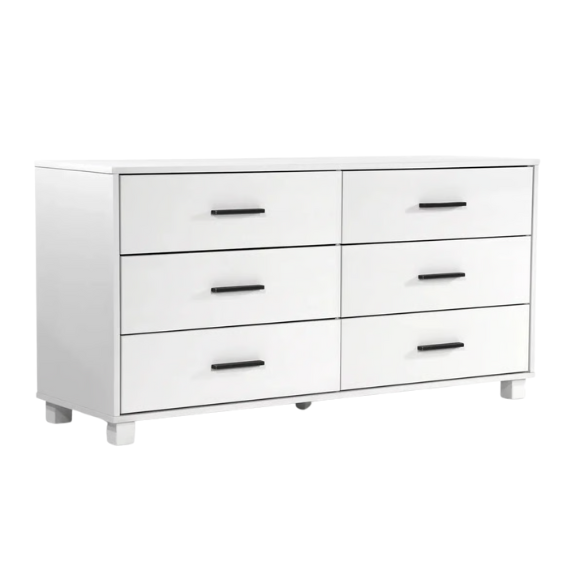 Rustic White King 5-Piece Solid Wood Bedroom Set – Bed, 2 Nightstands, 6-Drawer Dresser, and 5-Drawer Chest