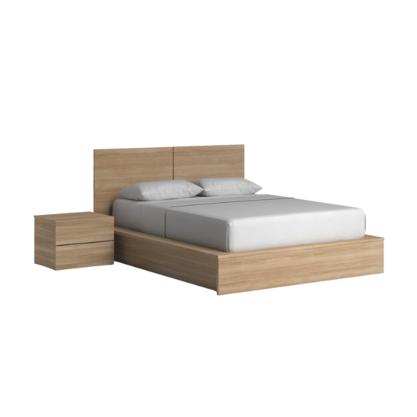 Elegant 3-Piece Wood Bedroom Set – Full Double Size Bed with Stylish Headboard and 2 Matching Nightstands