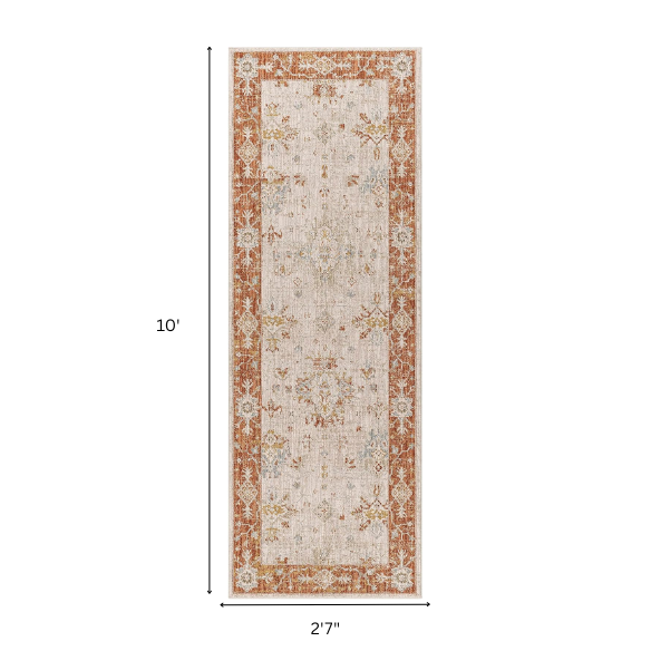 Elegant Oriental Rug – Stain-Resistant, High-Low Pile, Machine Woven with Fringed Detailing