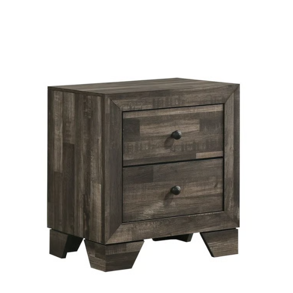 Rustic Gray 6-Piece Stone Platform Bedroom Set with Distressed Wood Finish for a Charming, Modern Look