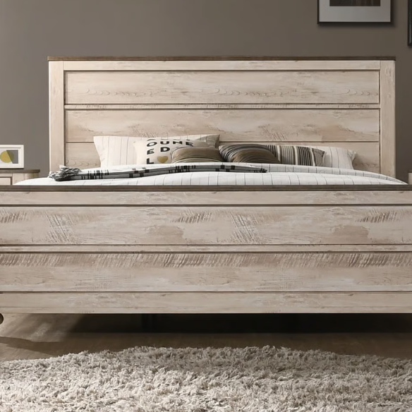 Rustic and Refined 6-Piece Contemporary Driftwood King Bedroom Set with Dovetail Construction and Antique-Inspired Distressed Finish