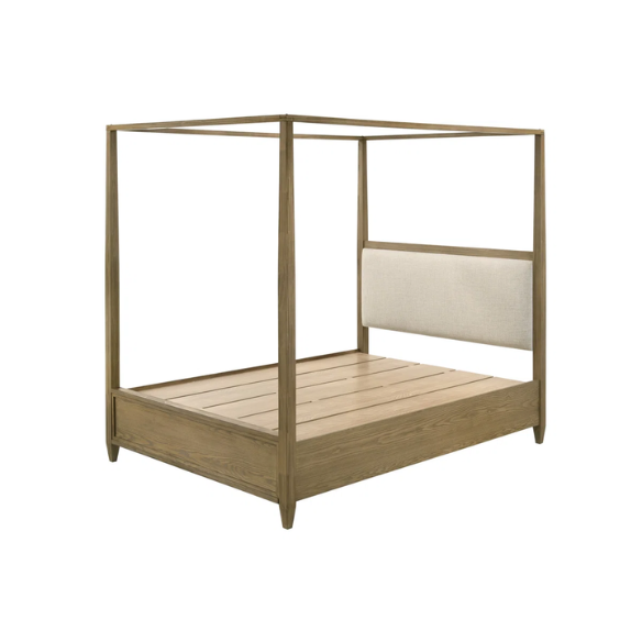 3-Piece Light Brown Upholstered Canopy Platform Bedroom Set – Elegant, Cozy Retreat with Rustic Charm and Modern Design
