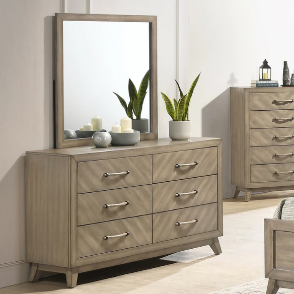 Transform Your Bedroom with a 5-Piece Bedroom Set – Modern Elegance in Weathered Sand Finish with Timeless Sophistication and Exceptional Functionality