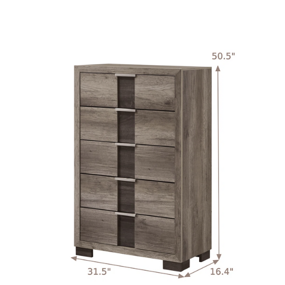 6-Piece Dark Grey Wooden Queen Bedroom Set – Modern Elegance with Sleek Storage Solutions