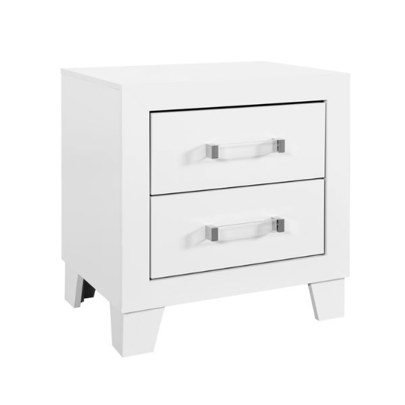 5-Piece White King Bedroom Set with LED-Backlit Upholstered Headboard, Modern Acrylic Hardware, and Plush Comfort