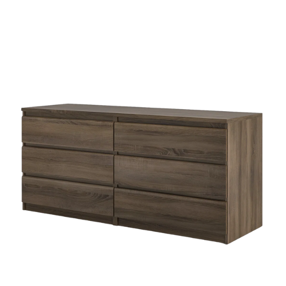 Versatile 60.5" 6-Drawer Double Dresser with Smooth Metal Glides and Clean-Lined Silhouette