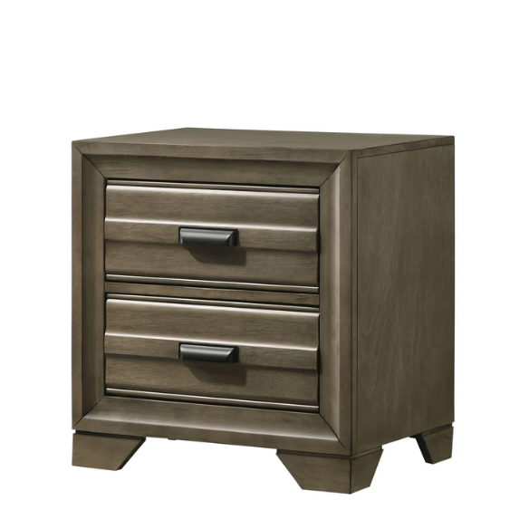 Contemporary Solid Wood 4-Piece Platform Queen Bedroom Set – Storage Bed with Headboard Shelves, Dresser, Nightstand, and Textured Drawer Fronts