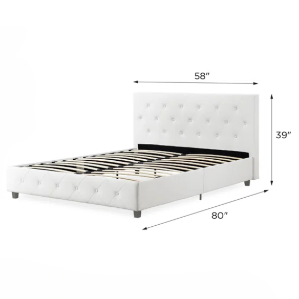 Luxurious Faux Leather Platform Bed – Full Double Size with Sleek Modern Design