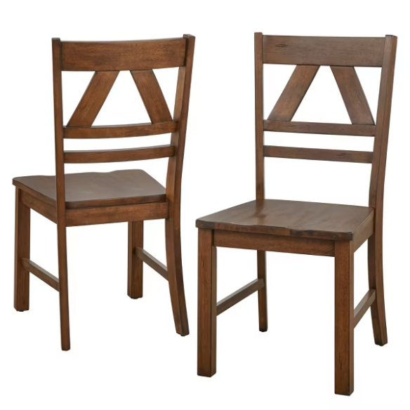 Charming Country-Style Dining Set with Rustic Appeal – Round Table & Geometric Back Chairs