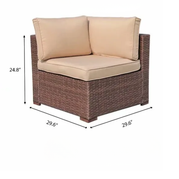 7-Piece Modular Patio Furniture Set | Wicker Outdoor Sectional Sofa with PE Rattan, Plush Pillowtop Cushions, and Coffee Table