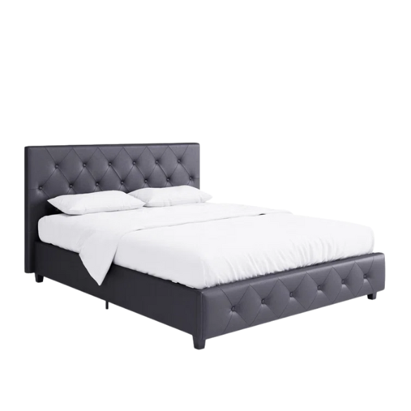 Luxurious Faux Leather Platform Bed – Full Double Size with Sleek Modern Design