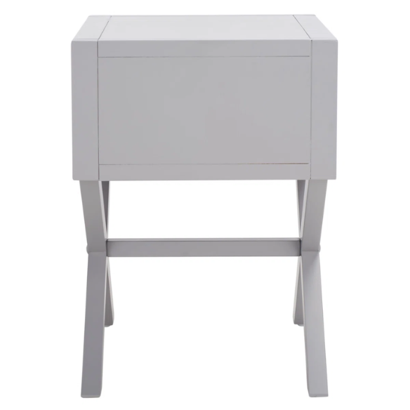 1-Drawer Nightstand – Classic Campaign Style with Contemporary Chic, Acacia Wood Frame, Cross-Base Design, Bold Finish, Gold Drawer Pull, Perfect for Modern Bedrooms