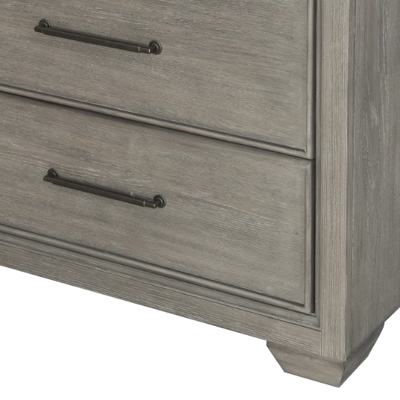 5-Piece Wood Bedroom Set with Upholstered Panel Bed, Dresser, Mirror, and Nightstand