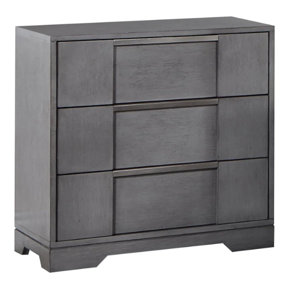 Modern 5-Piece Grey Wood Storage Platform Bedroom Set with LED Headboard Lights and Dovetail Drawers