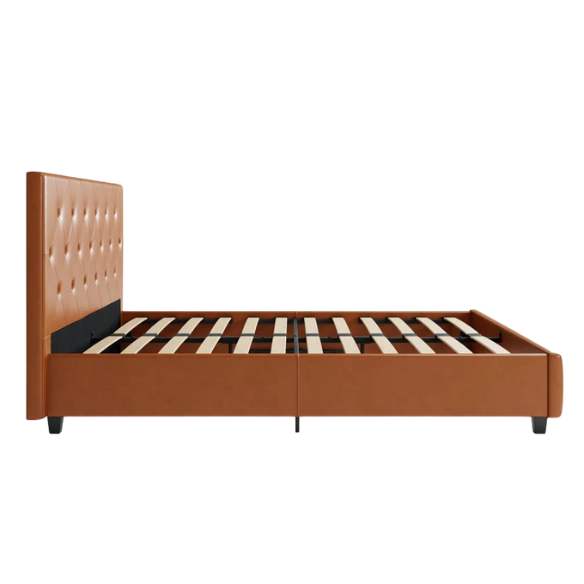 Luxurious Faux Leather Platform Bed – Full Double Size with Sleek Modern Design