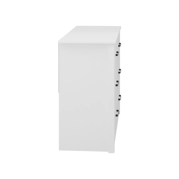 Modern 6-Drawer Double Dresser with Flared Feet and Sleek Black Metal Handles