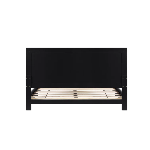 Neutral-Colored Solid Wood Queen Size Low Profile Platform Bed