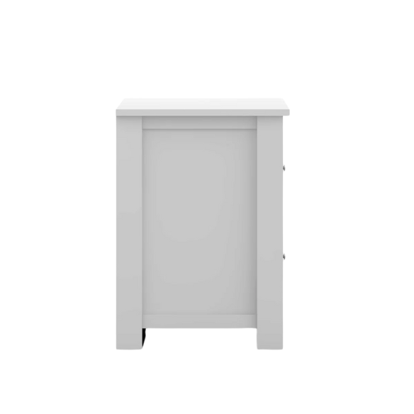 2-Drawer Nightstand – Neutral Engineered Wood, Streamlined Rectangular Design, Four Block Legs, Convenient Storage with Roller-Glide Drawers & Metal Knobs, Perfect for Traditional & Contemporary Bedroom