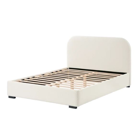 Bouclé Platform Bed with Arched Headboard – Modern Design, Easy Assembly, and Superior Comfort for King Size